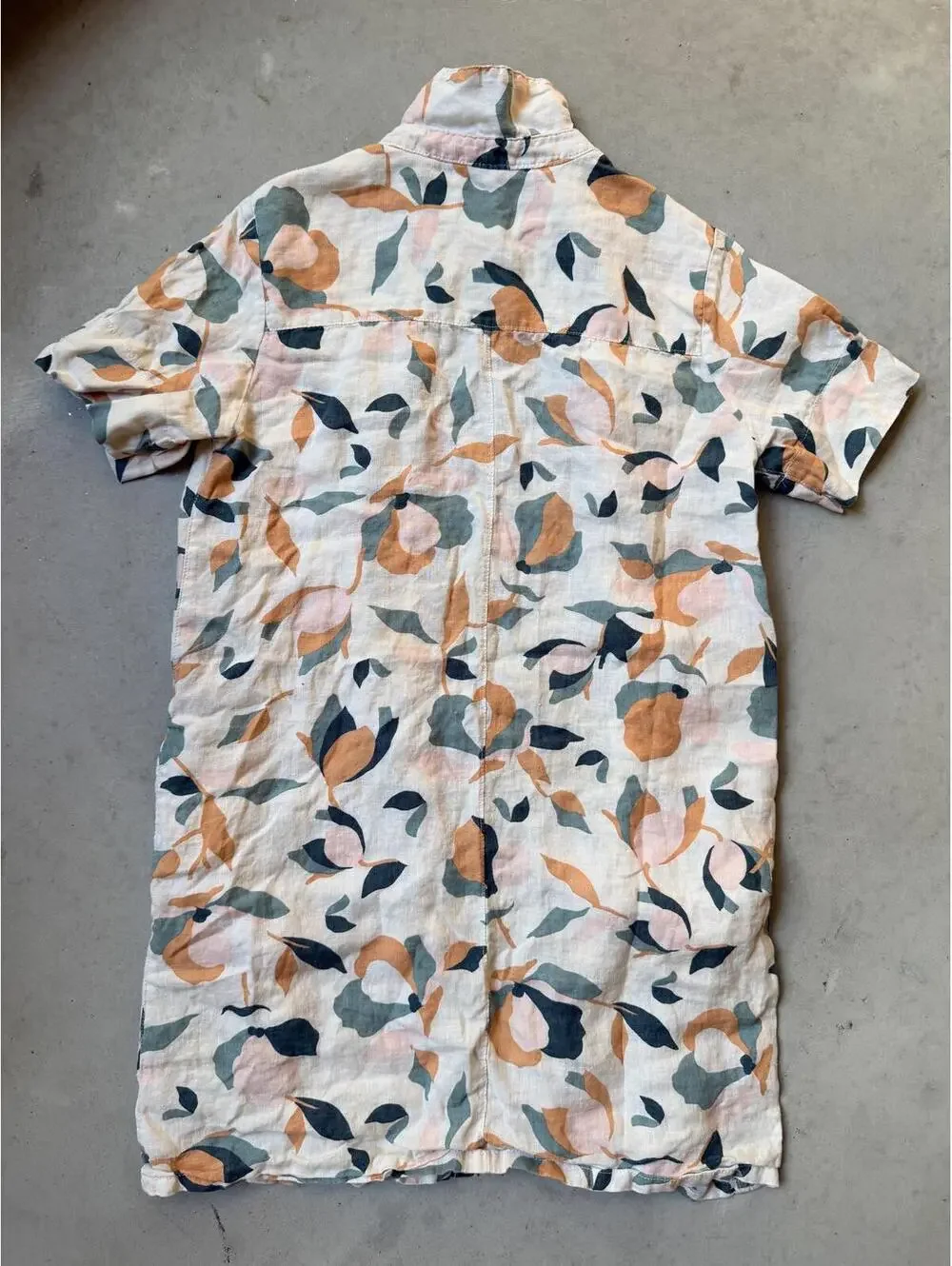 Floral Linen Button Up Tee Shirt Dress Bathing Suit Cover Up
